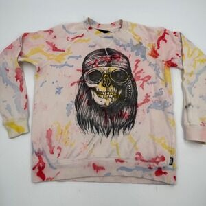 DETER Clothing Tie Dye Skull‎ Graphic Sweatshirt S Small Pullover Crew Neck